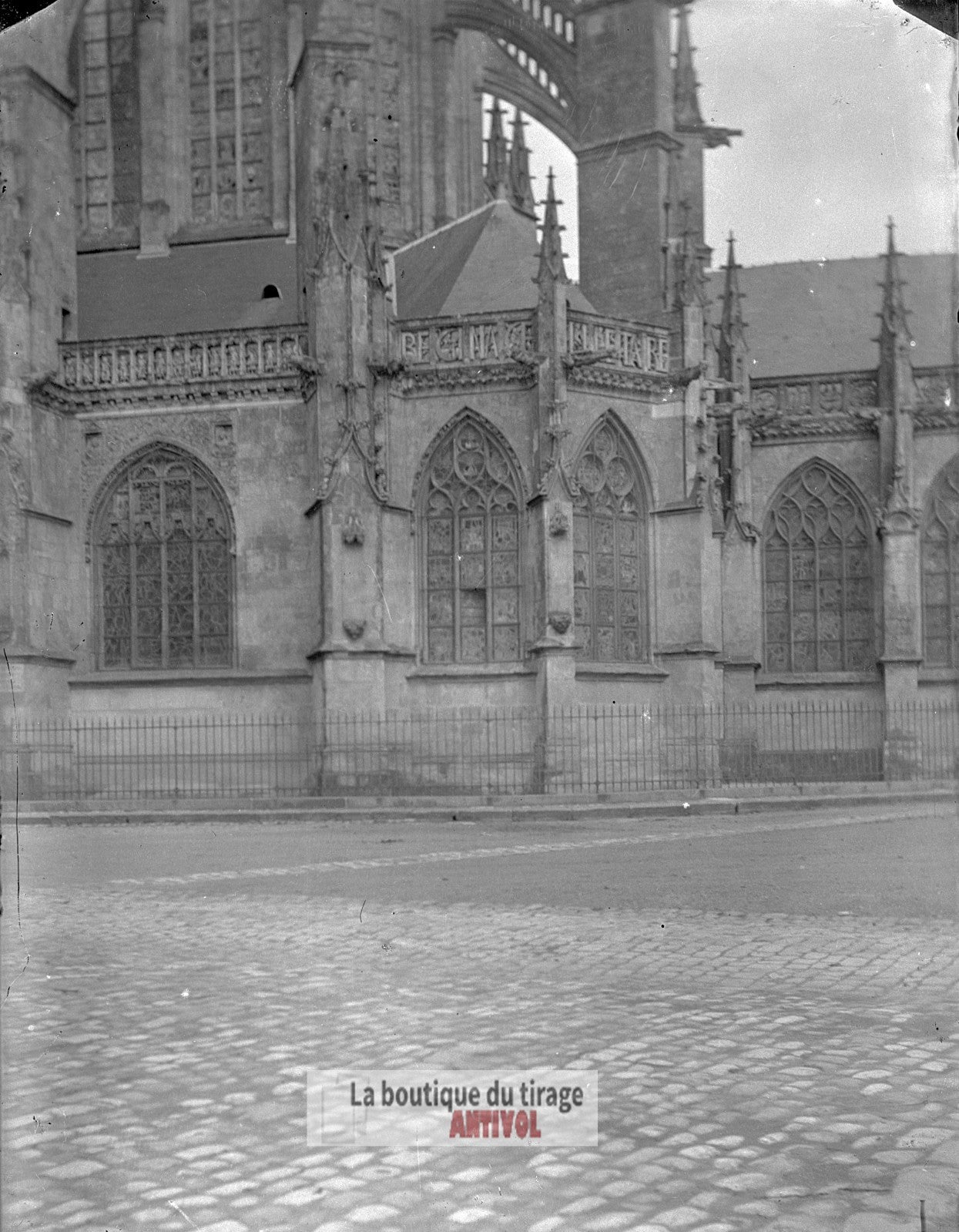 La Ferté-Bernard, église France, plaque verre, photo ancienne, négatif 9x12 cm