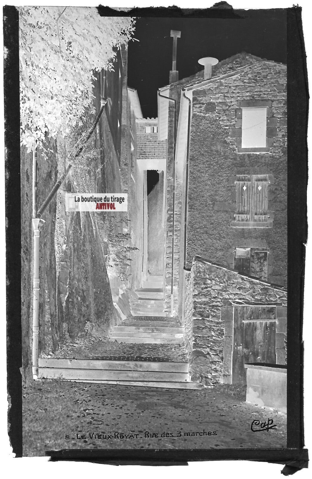 Plaque verre ancienne photo négatif noir & blanc 9x14 cm, Royat, Puy-de-Dôme