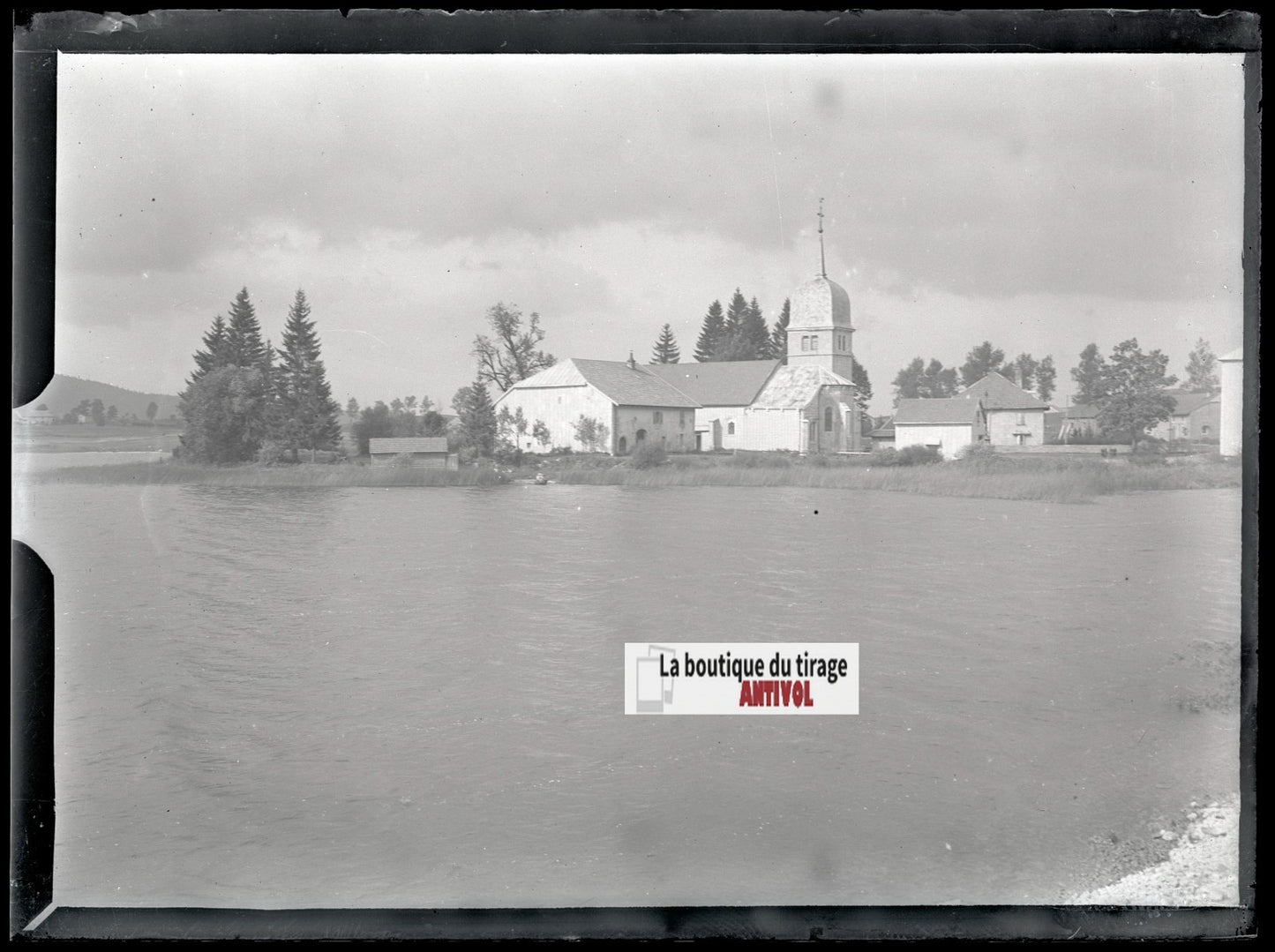Abbaye du Grandvaux, photo ancienne plaque verre, négatif noir & blanc, 9x12 cm
