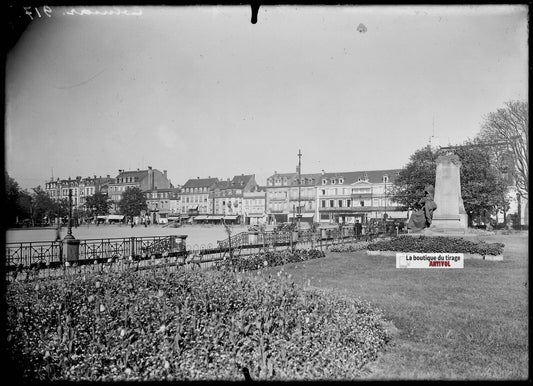 Plaque verre photo ancienne négatif noir et blanc 13x18 cm Colmar place France