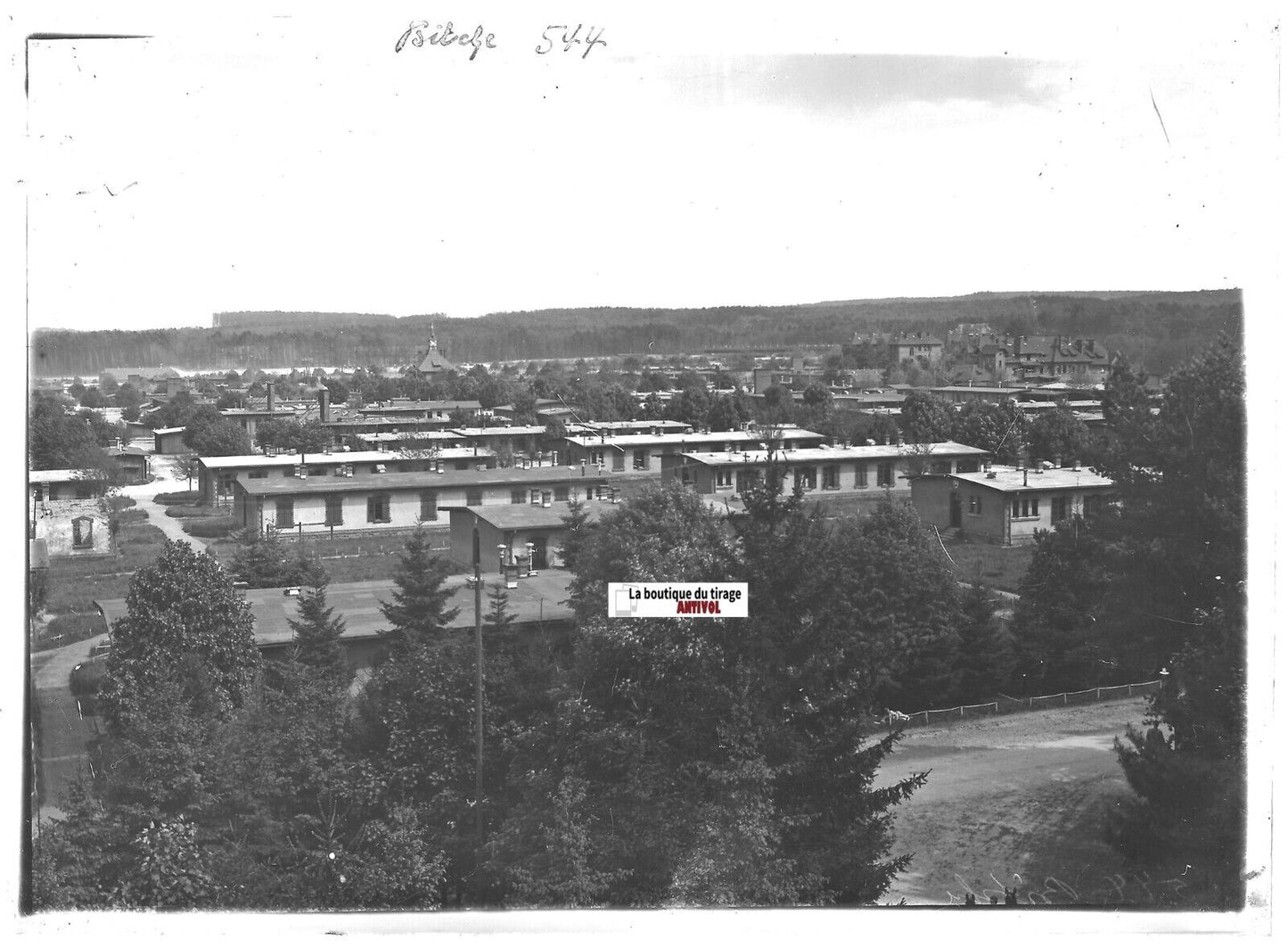 Plaque verre photo ancienne positif noir et blanc 13x18 cm camp militaire Bitche