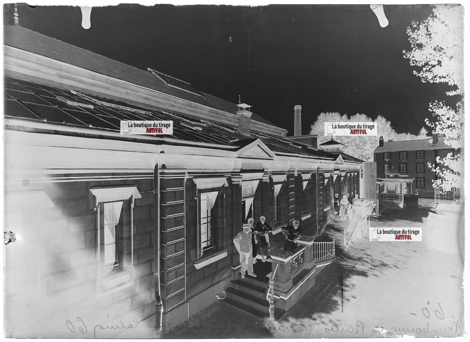 Plaque verre photo ancienne négatif noir et blanc 13x18 cm Bourbonne-les-Bains