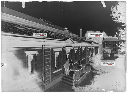 Plaque verre photo ancienne négatif noir et blanc 13x18 cm Bourbonne-les-Bains