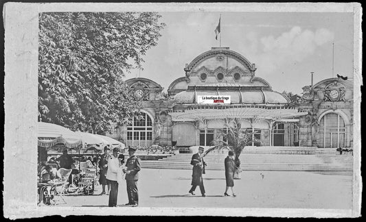 Vichy, casino, Allier, Plaque verre photo, négatif noir & blanc 10x15 cm