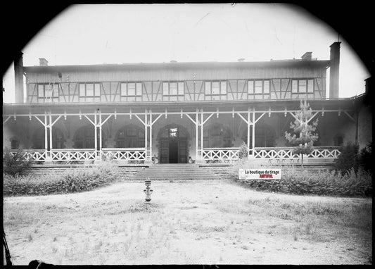 Plaque verre photo ancienne négatif noir et blanc 13x18 cm camp militaire Bitche