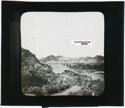 Rolandseck Allemagne, photo plaque verre, noir & blanc, positif 8,5x10 cm