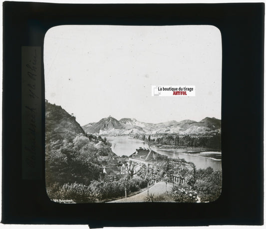 Rolandseck Allemagne, photo plaque verre, noir & blanc, positif 8,5x10 cm