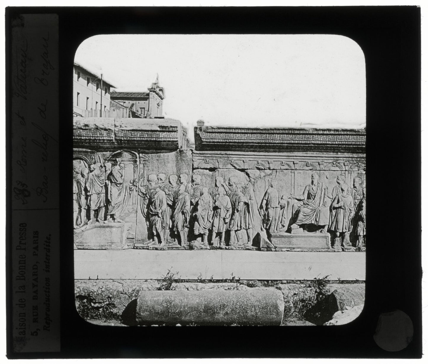 Anaglyphe de Trajan, Rome Italie, photo plaque de verre, positif 8,5x10 cm