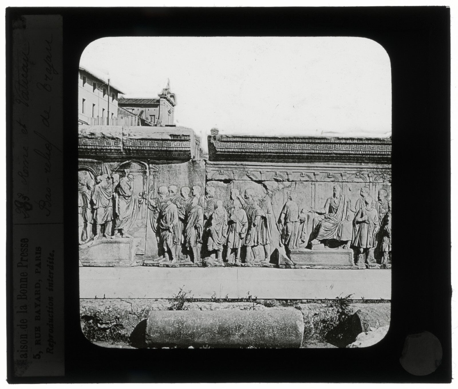 Anaglyphe de Trajan, Rome Italie, photo plaque de verre, positif 8,5x10 cm