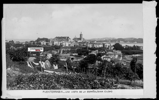 Plaque verre photo négatif noir & blanc 9x14 cm, Fuenterrabia, Espagne 0914170