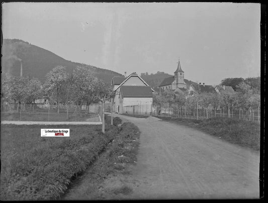 Ottrott, Alsace, Plaque verre photo, négatif ancien noir & blanc 9x12 cm