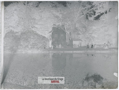 Versailles, Moulin du Hameau de la Reine, plaque verre, photo, négatif 9x12 cm