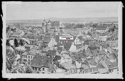 Plaque verre photo vintage négatif noir & blanc 9x14 cm Montbéliard, Doubs