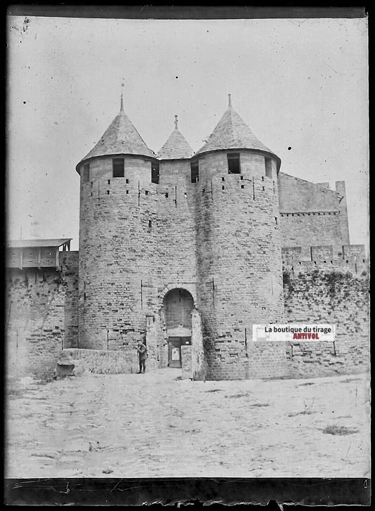 Plaque verre photo ancienne négatif noir et blanc 6x9 cm Carcassonne France - La Boutique Du Tirage 