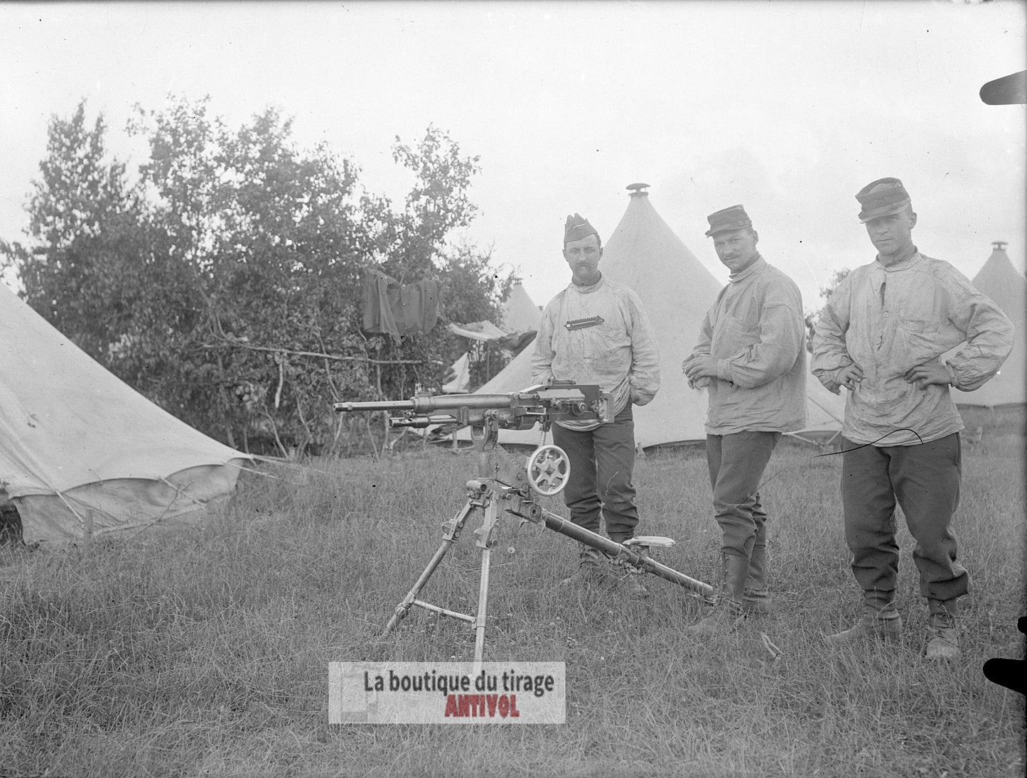 Bois-l’Évêque, 1913, mitrailleuse, plaque verre, photo ancienne, négatif 9x12 cm