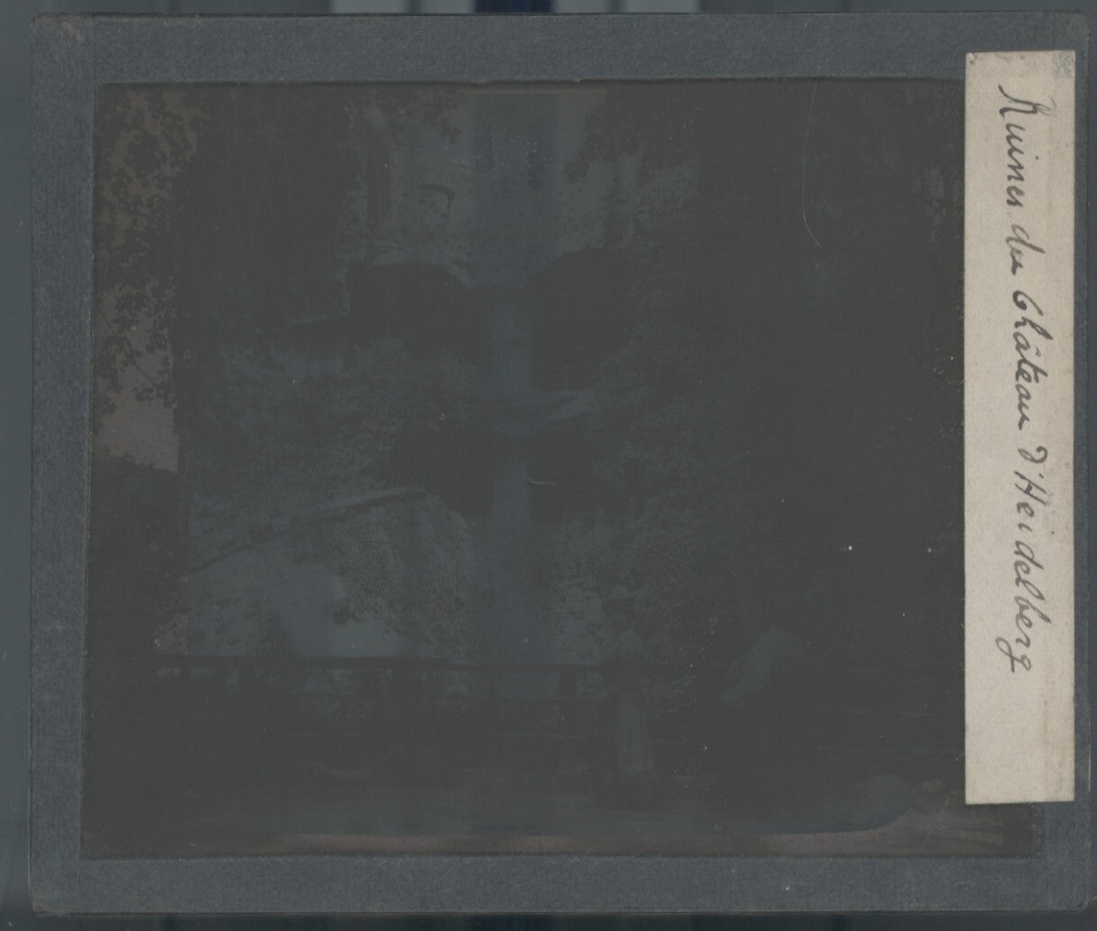 Château de Heidelberg, photo plaque verre, noir & blanc, positif 8,5x10 cm
