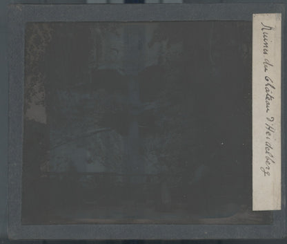 Château de Heidelberg, photo plaque verre, noir & blanc, positif 8,5x10 cm