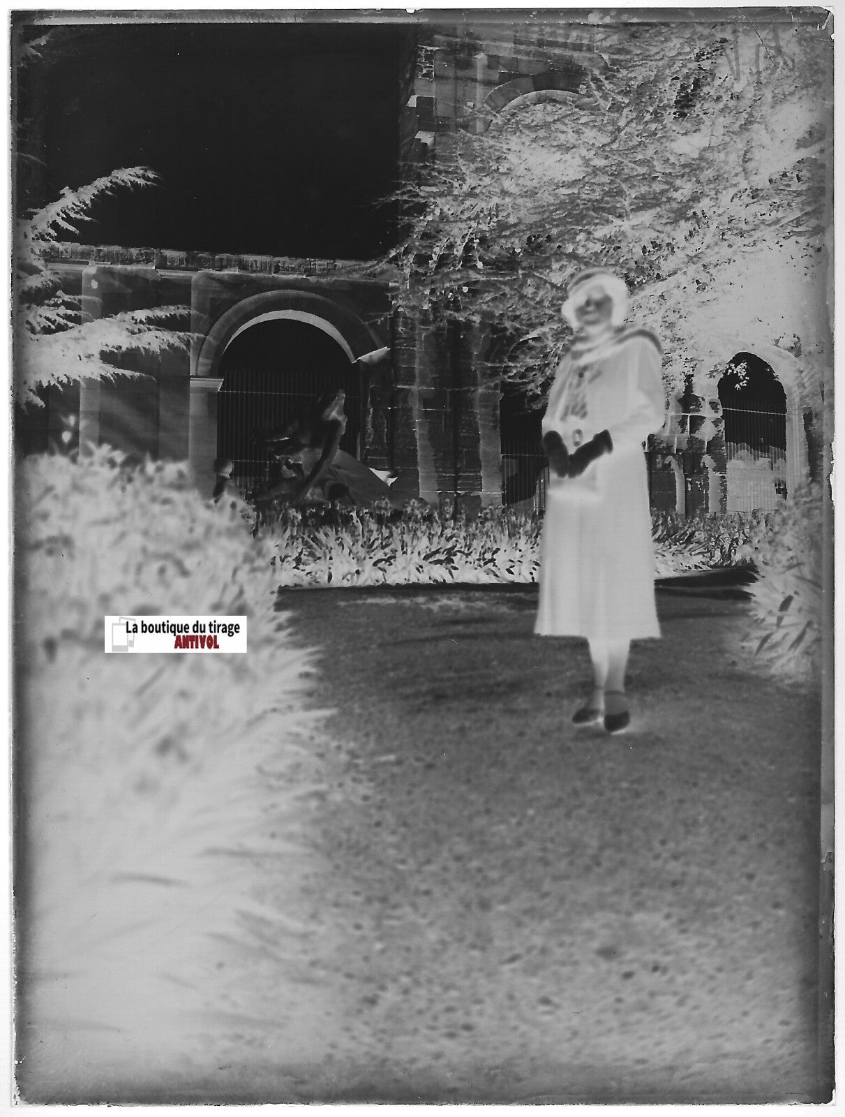 Arles, théâtre, Plaque verre photo ancienne, négatif noir & blanc 9x12 cm