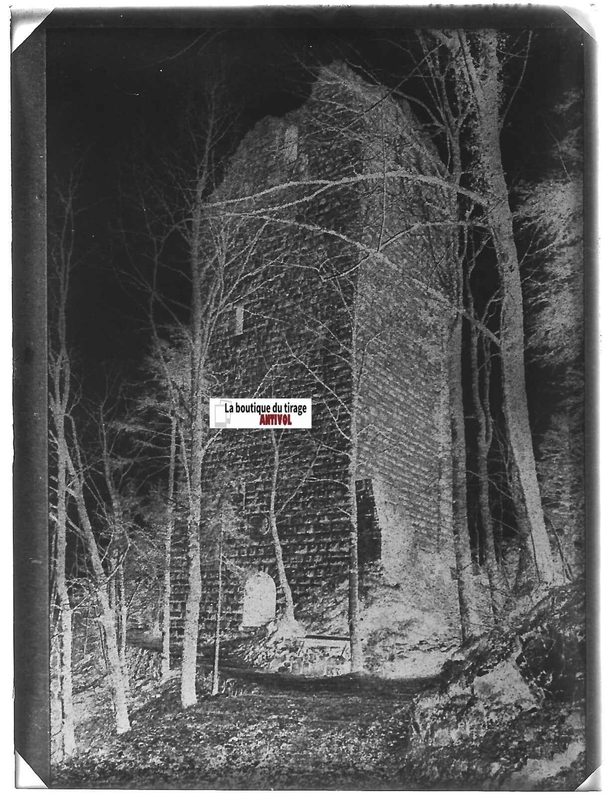 Château du Nideck, Plaque verre photo, négatif ancien noir & blanc 9x12 cm