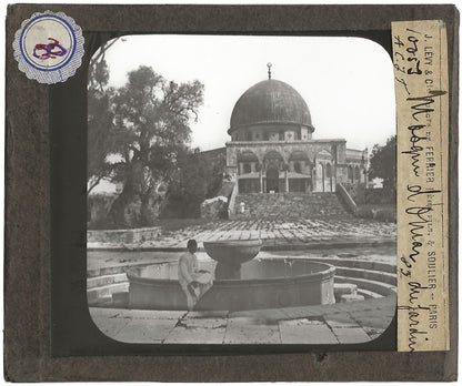 Mosquée d'Omar, Jérusalem, photo ancienne, plaque de verre, positif 8,5x10 cm