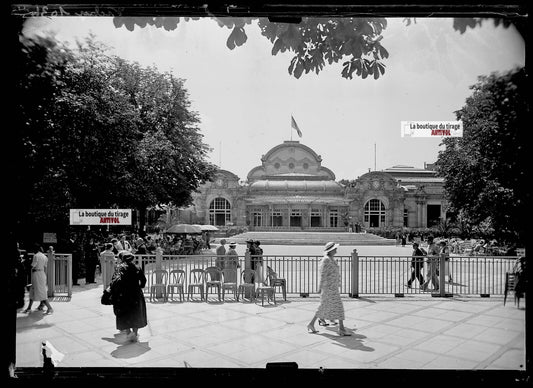 Plaque verre photo ancienne négatif noir et blanc 13x18 cm casino de Vichy