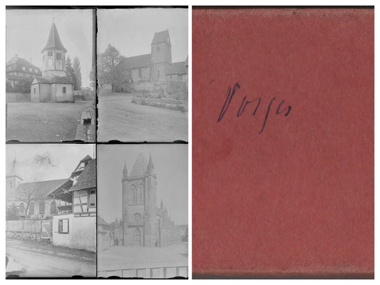 Alsace, France, architecture, boîte photo plaque verre, lot 12 négatifs 9x12 cm