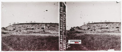 Massiges, fantassins, 1916 WW1, plaque verre stéréo, photo ancienne 4,5x10,7 cm