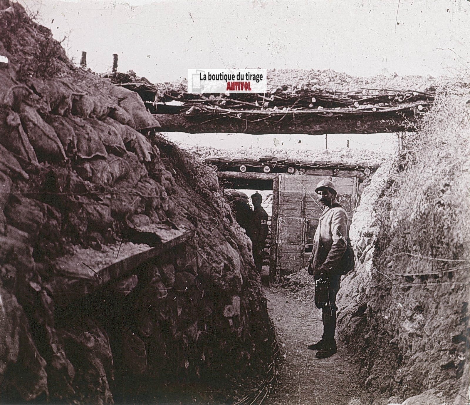 Champagne, première guerre WW1, plaque verre stéréo, photo ancienne 4,5x10,7 cm