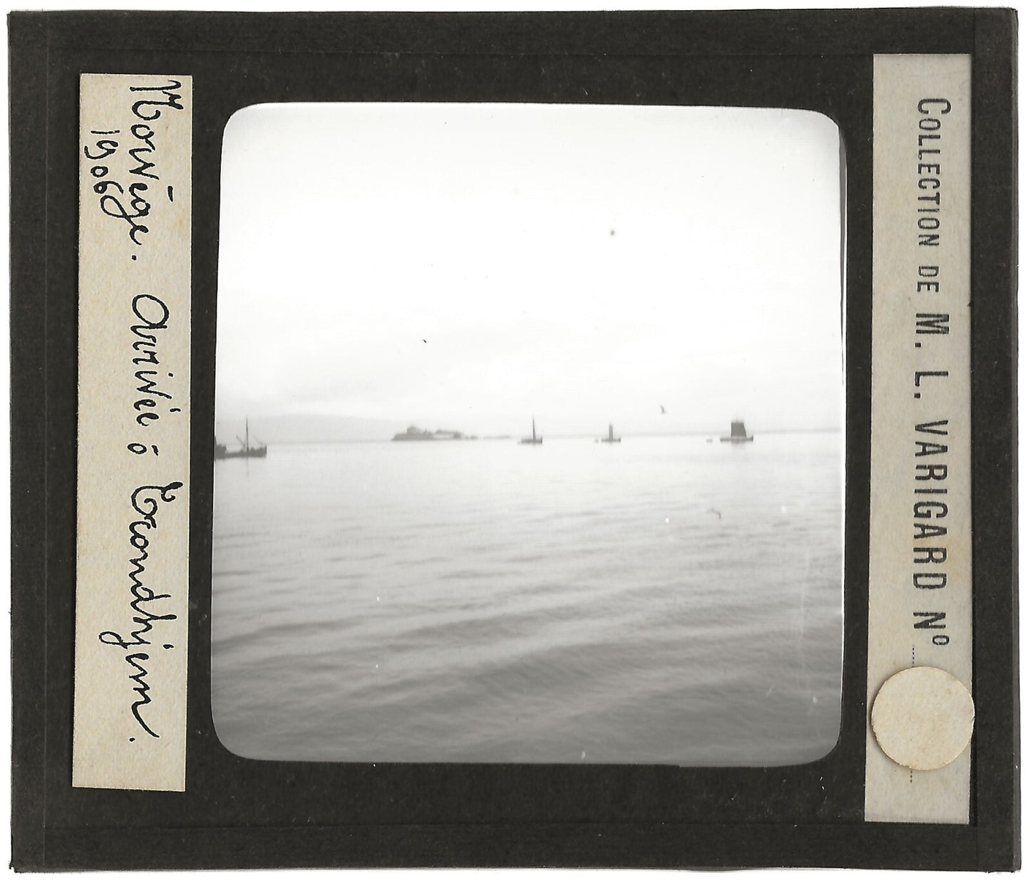 Bateaux, Trondheim, Norvège, photo ancienne plaque de verre, positif 8,5x10 cm