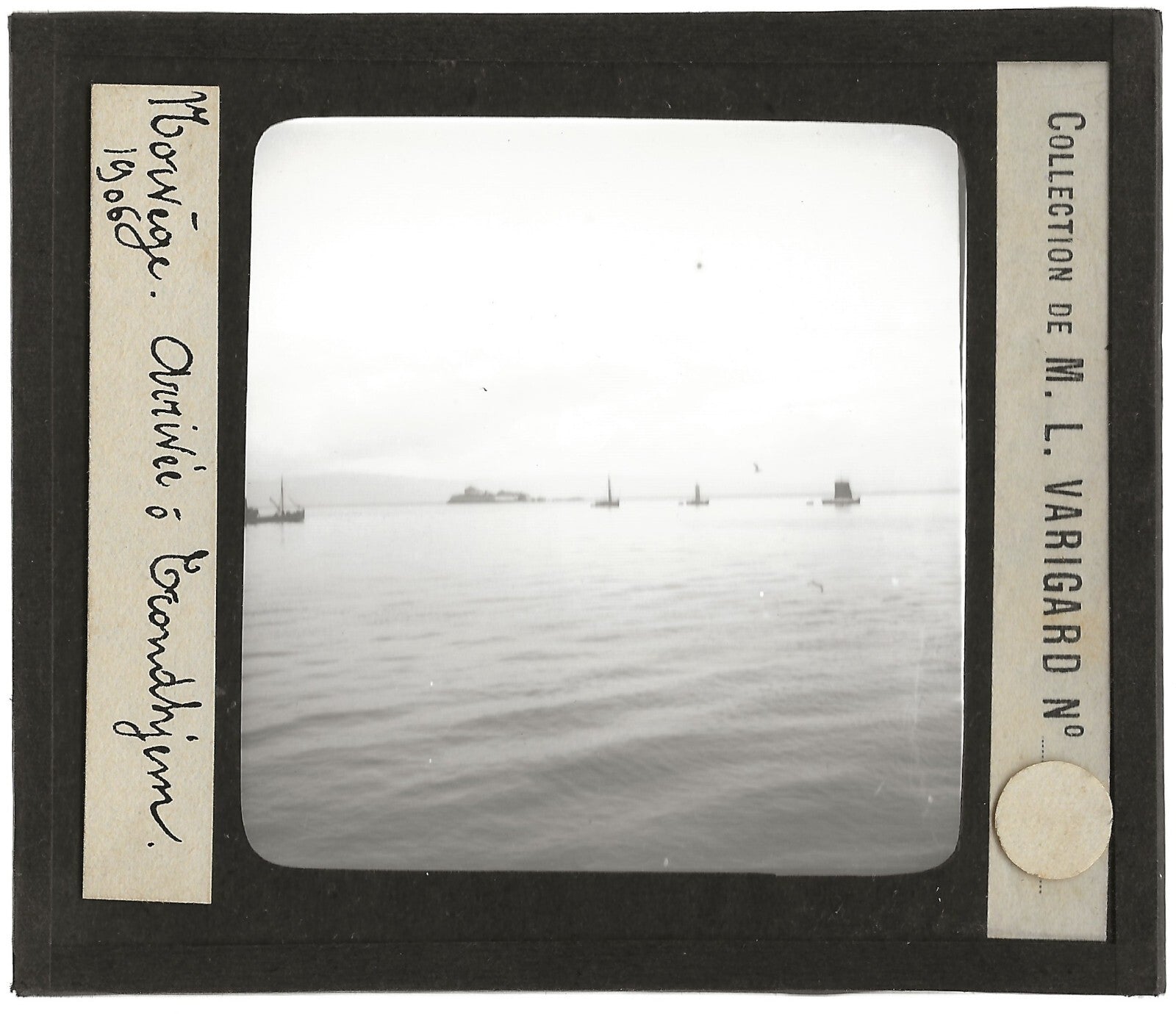 Bateaux, Trondheim, Norvège, photo ancienne plaque de verre, positif 8,5x10 cm