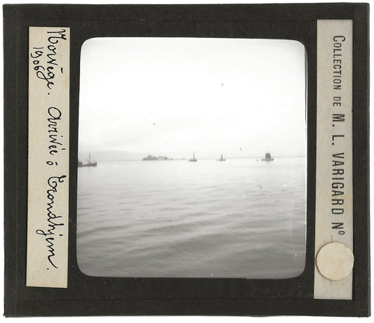 Bateaux, Trondheim, Norvège, photo ancienne plaque de verre, positif 8,5x10 cm