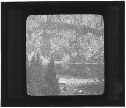 Paysage, Norvège ou Suéde, photo ancienne plaque de verre, positif 8,5x10 cm