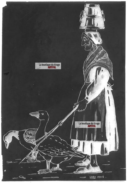 Plaque verre photo ancienne négatif noir et blanc 13x18 cm Lado dessin France