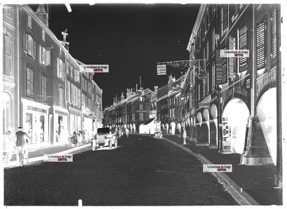 Plaque verre photo négatif noir et blanc 13x18 cm Remiremont voitures Vosges