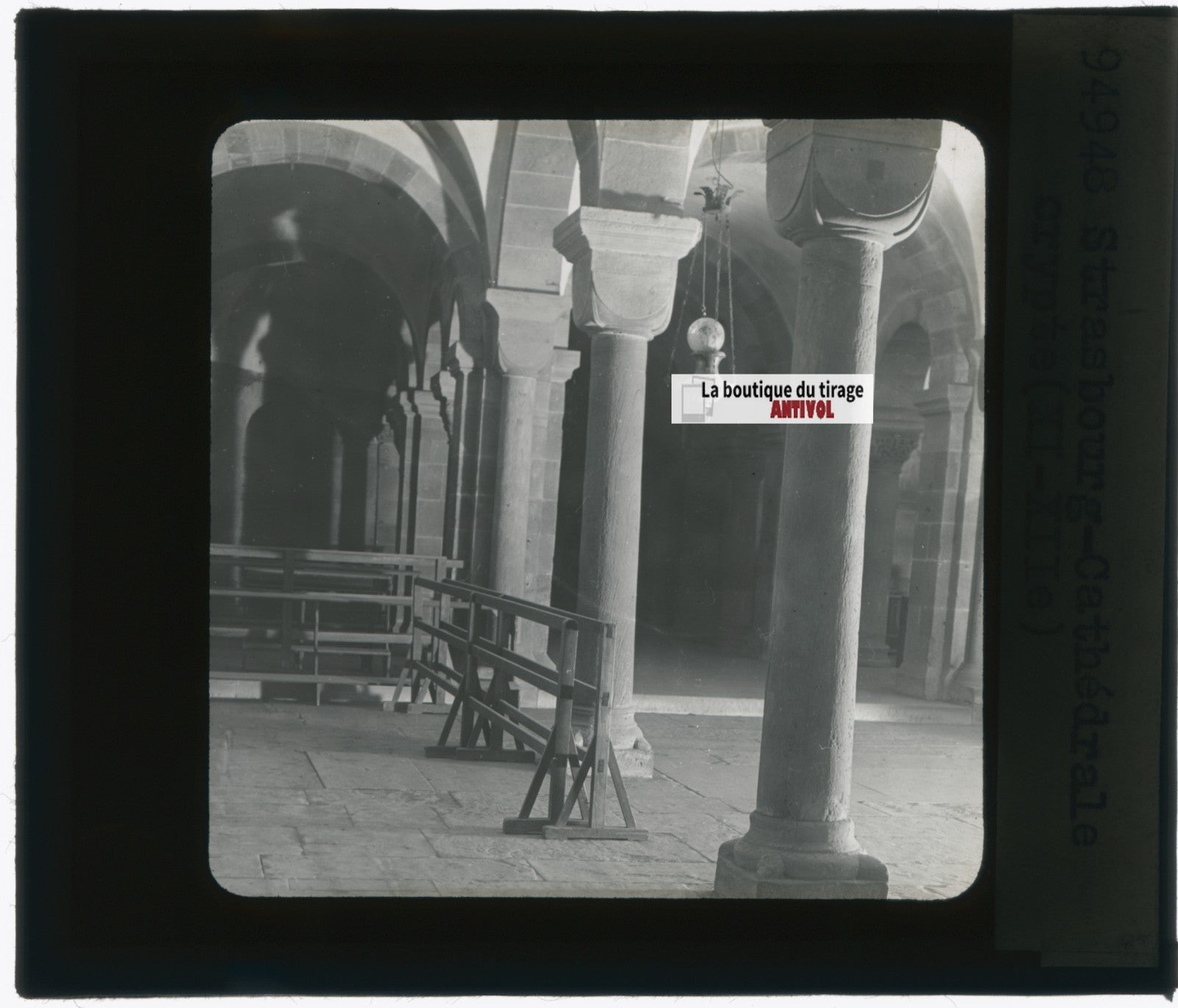 Cathédrale de Strasbourg, photo plaque verre, noir & blanc, positif 8,5x10 cm