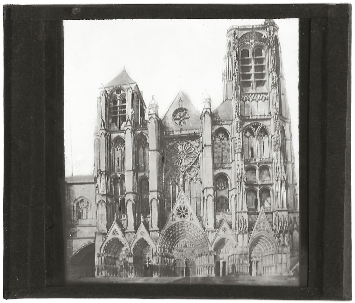 Cathédrale Saint-Étienne de Bourges, photo plaque de verre, positif 8,5x10 cm