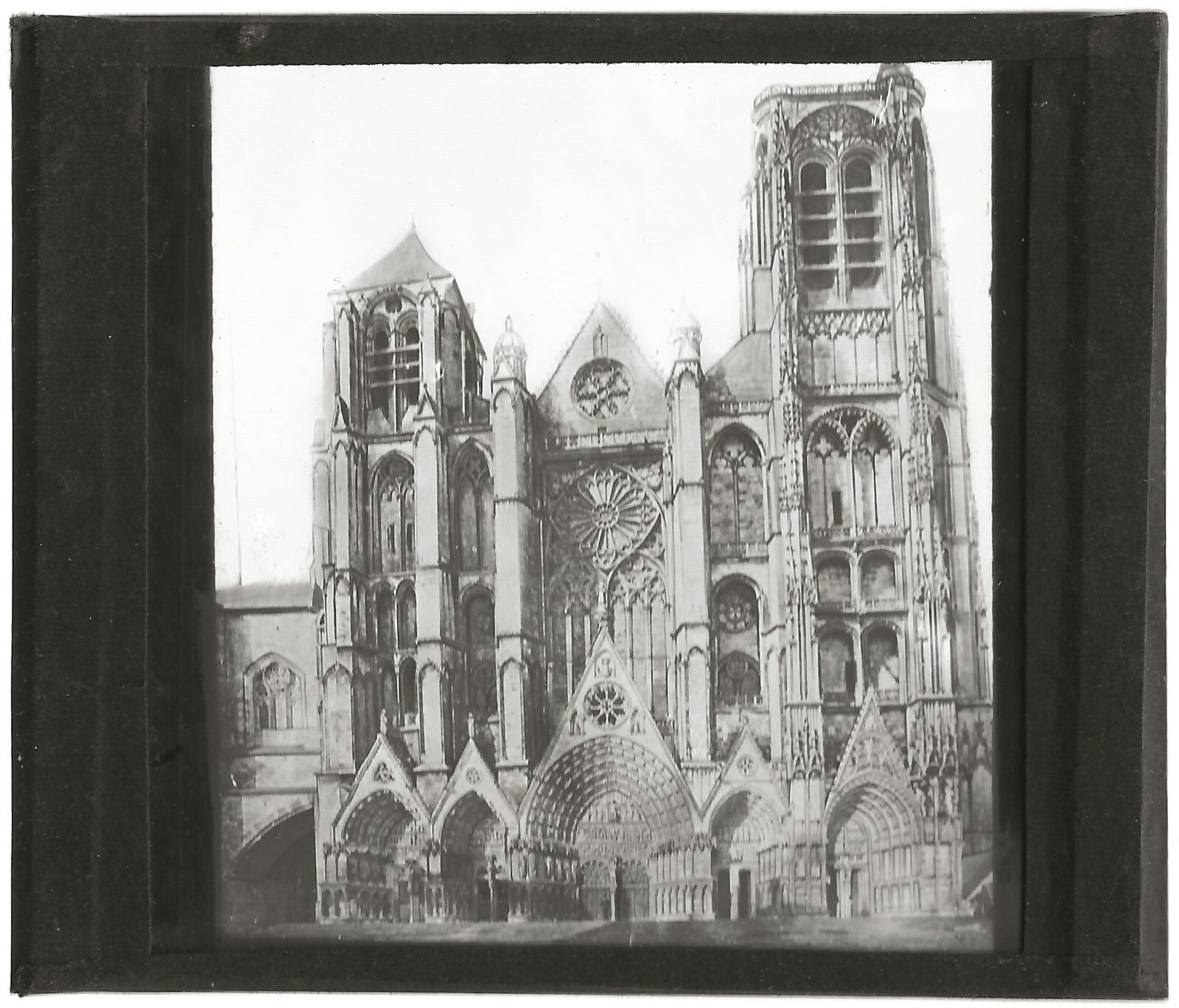 Cathédrale Saint-Étienne de Bourges, photo plaque de verre, positif 8,5x10 cm