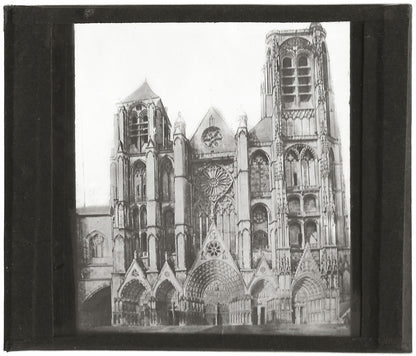 Cathédrale Saint-Étienne de Bourges, photo plaque de verre, positif 8,5x10 cm