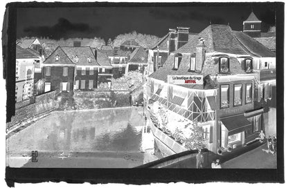 Plaque verre photo ancienne négatif noir & blanc 9x14 cm Salies-de-Béarn