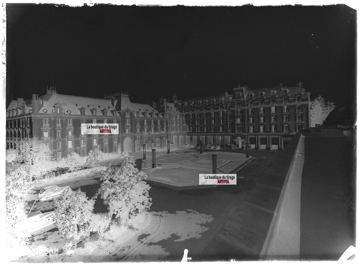 Plaque verre photo ancienne négatif noir et blanc 13x18 cm Vittel Grand Hôtel