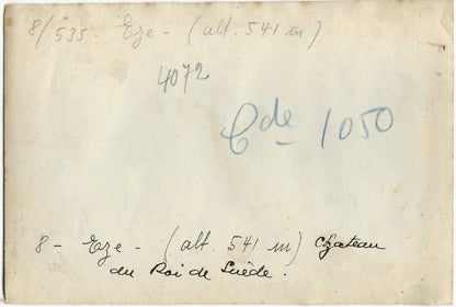 Plaque verre photo négatif noir & blanc 9x14 cm, Èze, château du roi de Suède