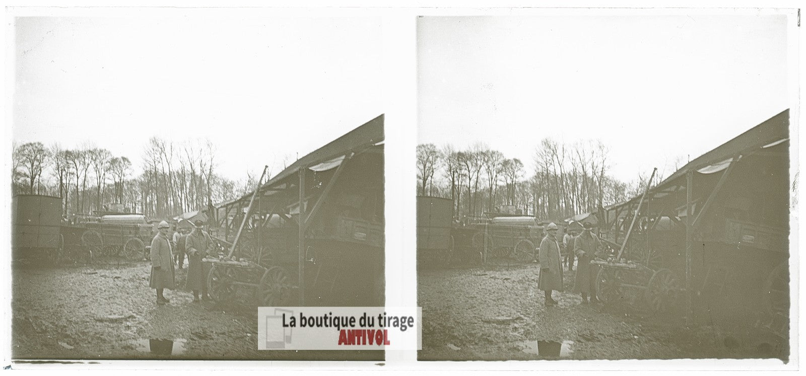 Militaires français, soldats WW1, plaque verre photo ancienne stéréo 6x13 cm
