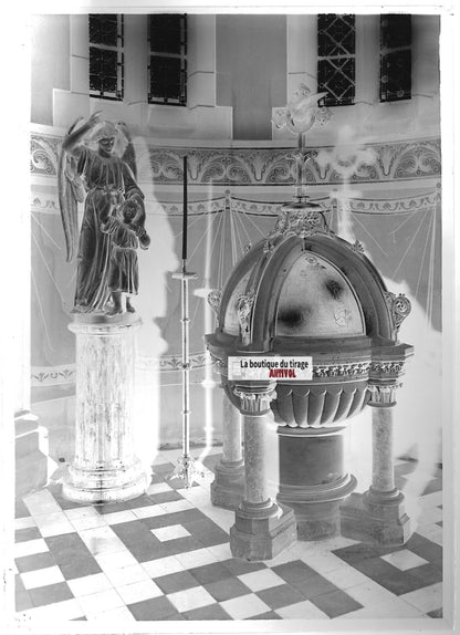 Plaque verre photo ancienne négatif noir et blanc 13x18 cm église Strasbourg