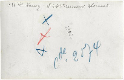 Plaque verre photo anncienne, négatif noir & blanc 9x14 cm, therme Nancy France