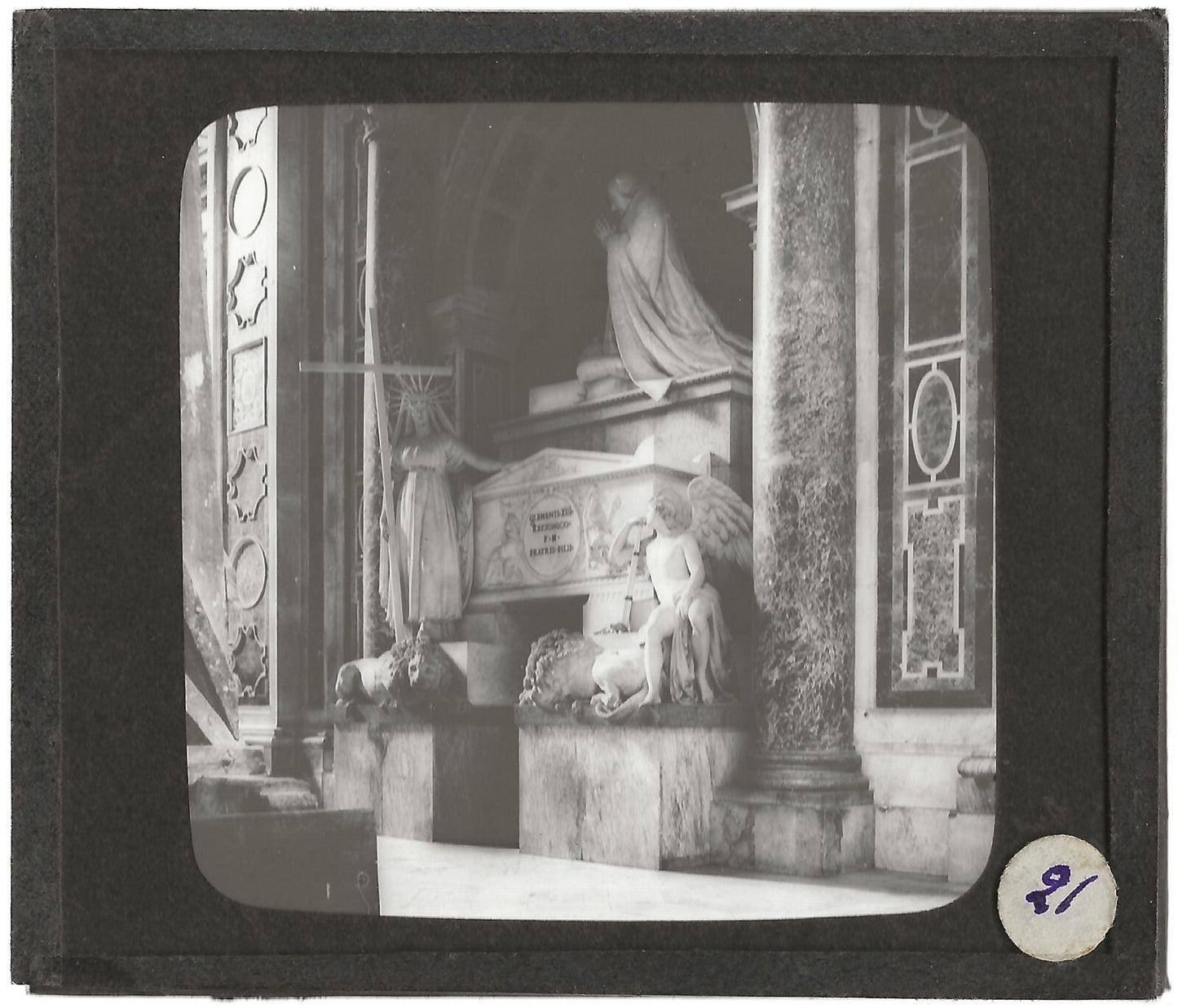Tombeau Clément XIII, Rome, Italie, photo plaque de verre, positif 8,5x10 cm