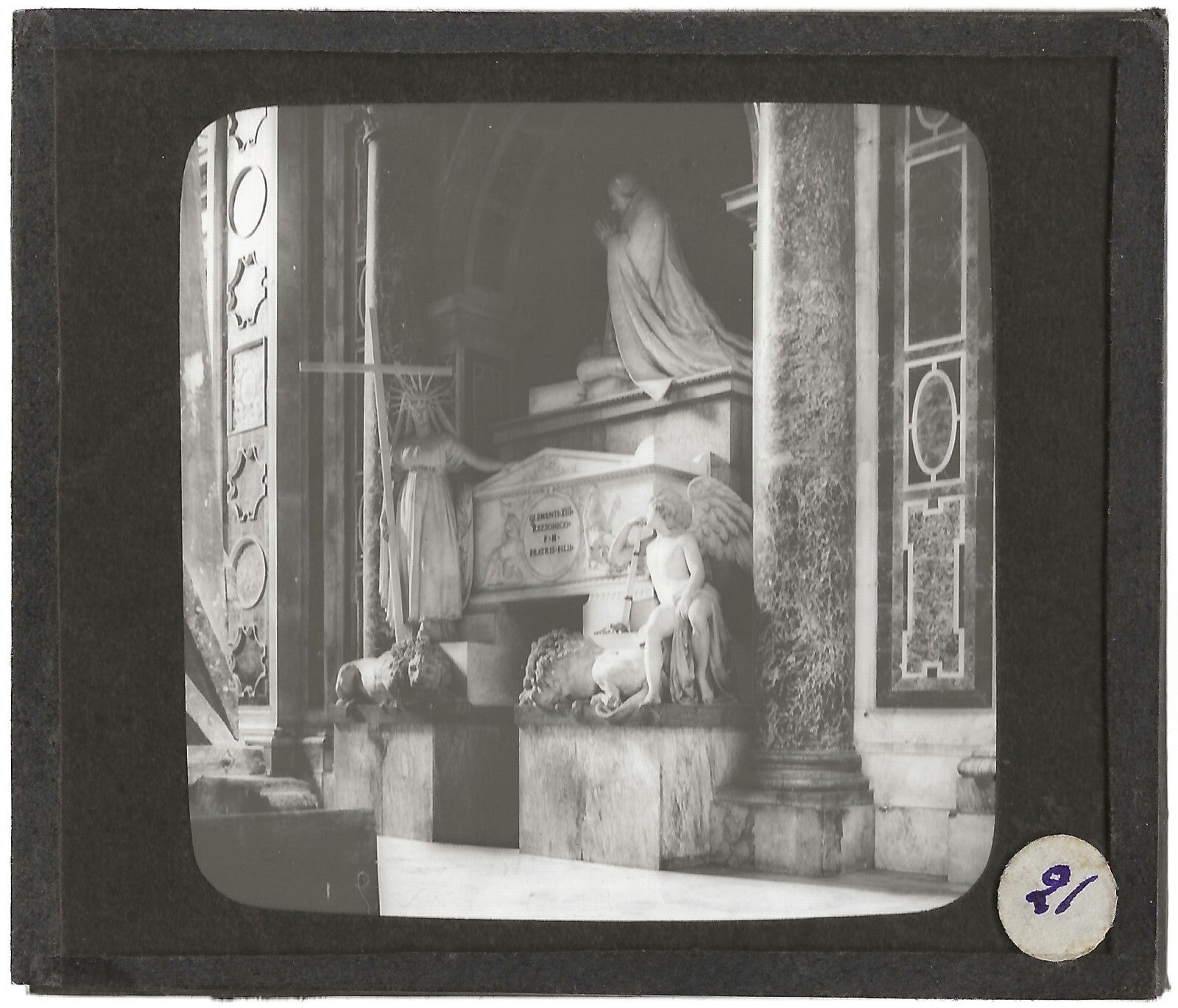 Tombeau Clément XIII, Rome, Italie, photo plaque de verre, positif 8,5x10 cm