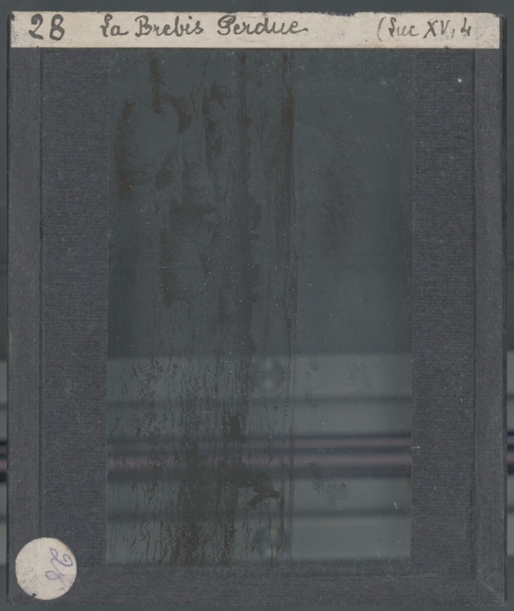 Luc, scène religieuse, dessin peinture plaque de verre, positif 8,5x10 cm