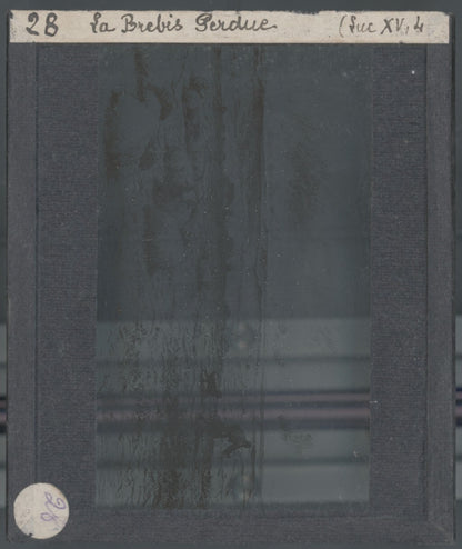 Luc, scène religieuse, dessin peinture plaque de verre, positif 8,5x10 cm