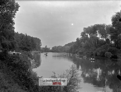 Bords de Marne à Saint-Maurice, plaque verre, photo, négatif 9x12 cm