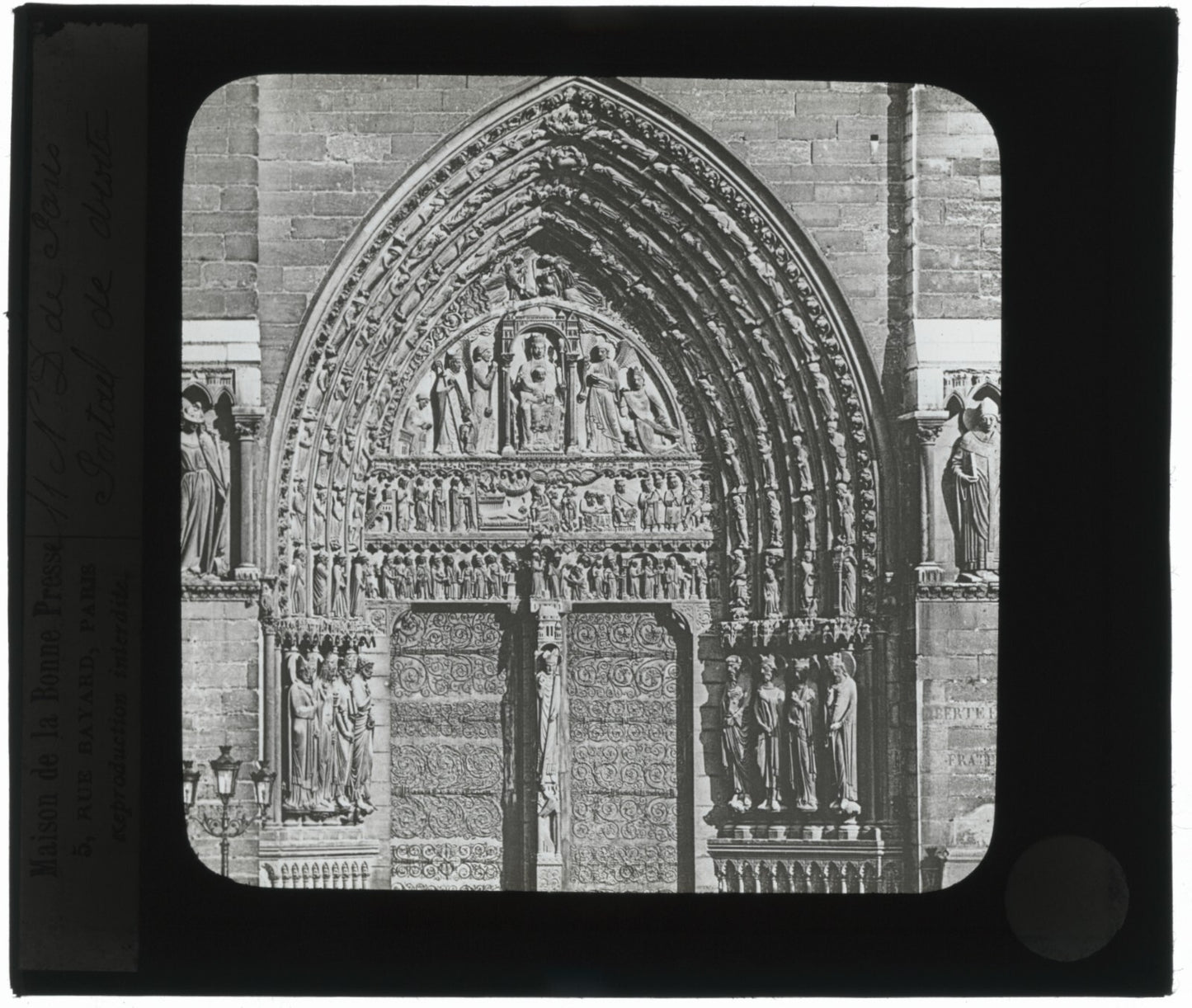 Cathédrale Notre-Dame de Paris, photo ancienne plaque verre, positif 8,5x10 cm